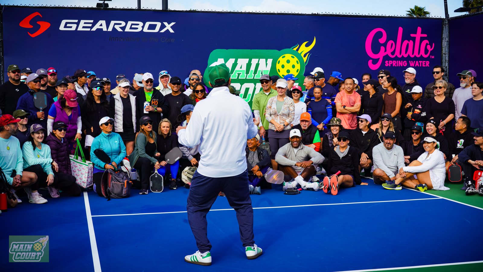 Group of pickleball players at a Main Court event - find pickleball players near you